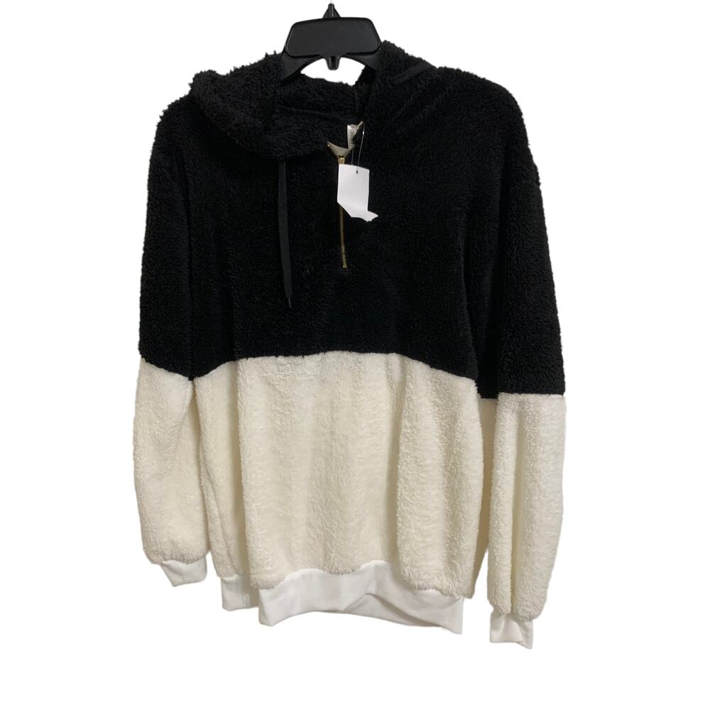 Forgotten grace black white‎ colorblock long sleeve hoodie plush pullover Small